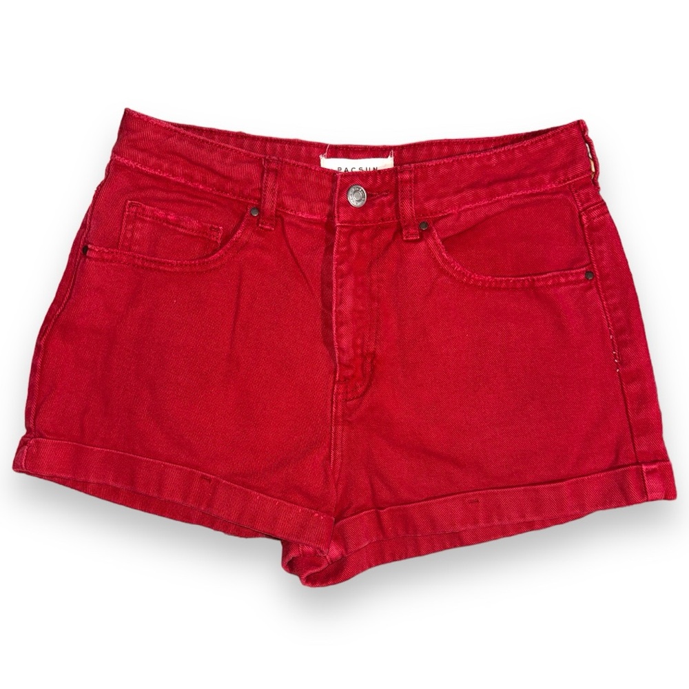 Pacsun High Waist Red Mom Short